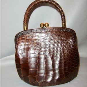 1950s Brown Crocodile Handbag by WILCOF ORIGINAL!